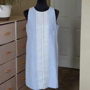 London Times A-Line Dress, Size 8, Blue and White